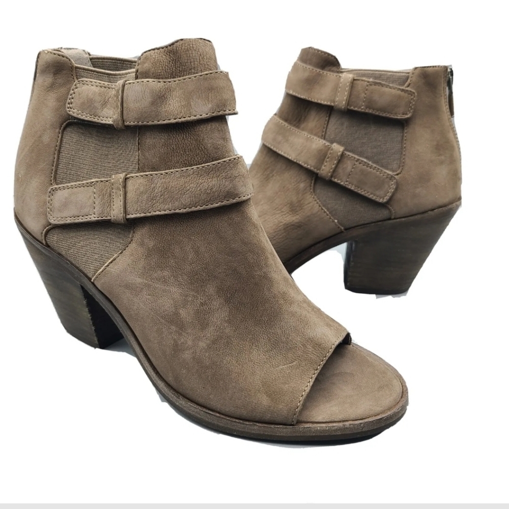 Eileen Fisher ankle booties open toe shoes taupe